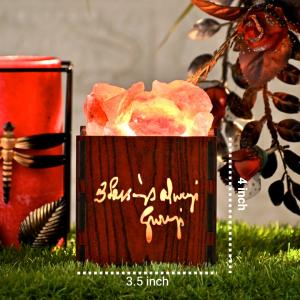 Guru Ji Blessing Himalayan Rock Salt Wooden Basket Lamp | Blessings & Devotion