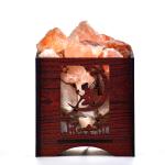 Fairy On Moon Himalayan Rock Salt Wooden Basket Lamp | Dreams & Serenity