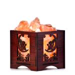 Fairy On Moon Himalayan Rock Salt Wooden Basket Lamp | Dreams & Serenity