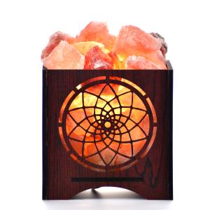 Healing Chakras Himalayan Rock Salt Wooden Basket Lamp | Alignment & Energy