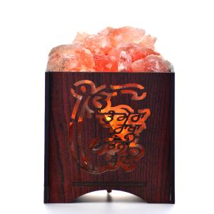 Nirbhau Nirvair Himalayan Rock Salt Wooden Basket Lamp | Gratitude & Peace