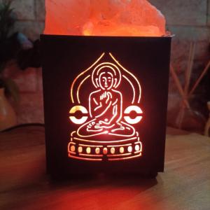 Navkar Mantra Himalayan Rock Salt Basket Lamp | Peace & Devotion