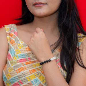 Selenite & Black Tourmaline Bracelet | Aura Shield