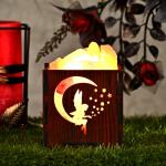 Couple Fairy Himalayan Rock Salt Wooden Basket Lamp | Love & Togetherness