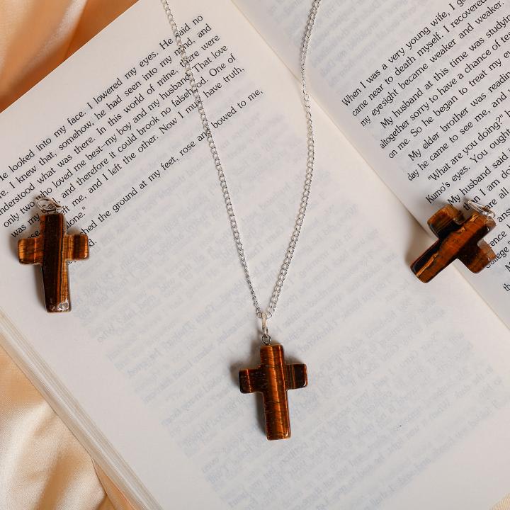 Tiger's Eye Cross Pendant | Faith in Strength
