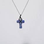 Lapis Lazuli Black Thread Cross Pendant | Wisdom & Faith Cross