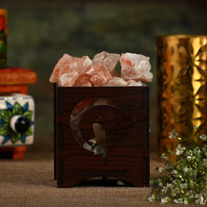 All Over Fairy Himalayan Rock Salt Wooden Basket Lamp | Transformation & Joy