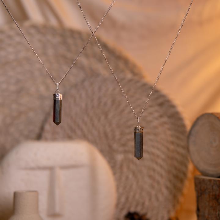 Pyrite Pencil Pendant | Focused Wealth Point