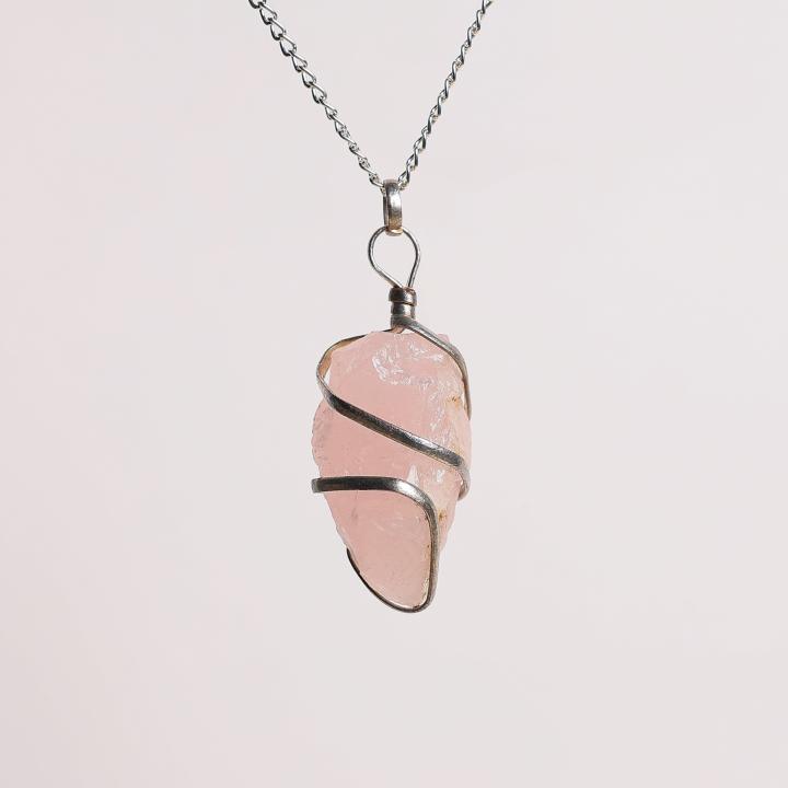 Rose Quartz Raw Pendant Wire Wrapped | Natural Love Energy