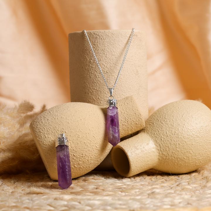 Amethyst Pencil Pendant | Energy Focus Point