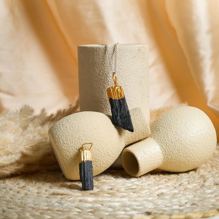 Black Tourmaline Raw Pendant | Raw Protection Stone
