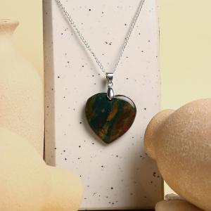 Bloodstone Heart Pendant | Heart of Courage