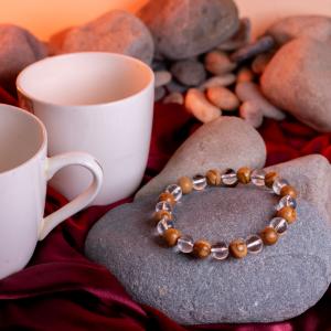Wood And Clear Quartz Barcelet | Natural Balance & Clarity