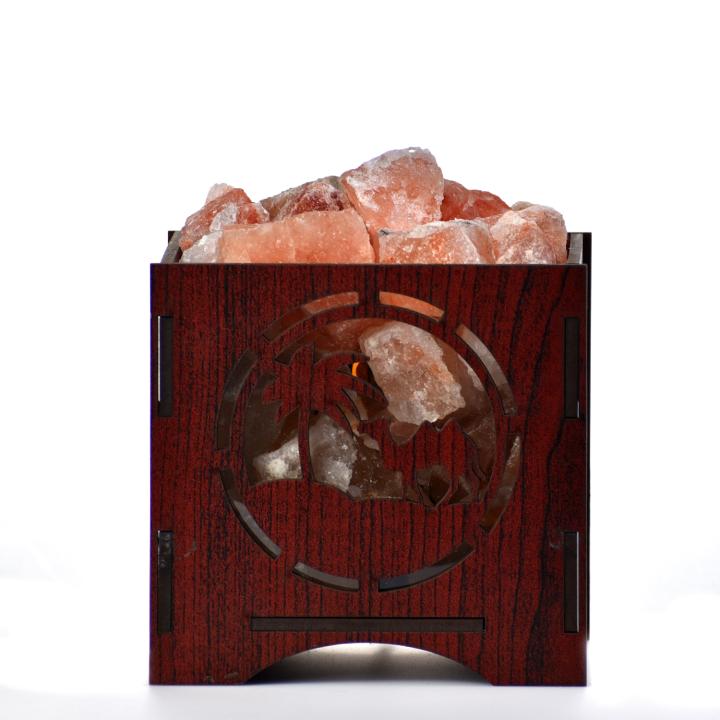 Dessert Tree Himalayan Rock Salt Wooden Basket Lamp | Enlightenment & Balance