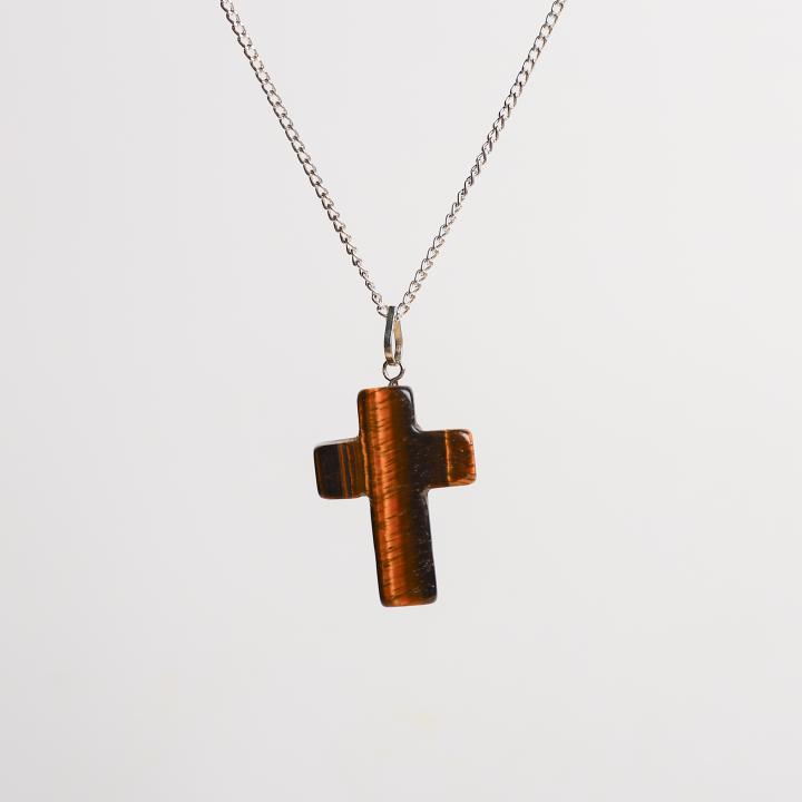 Tiger's Eye Cross Pendant | Faith in Strength