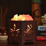 Maa Himalayan Rock Salt Wooden Basket Lamp | Love & Protection