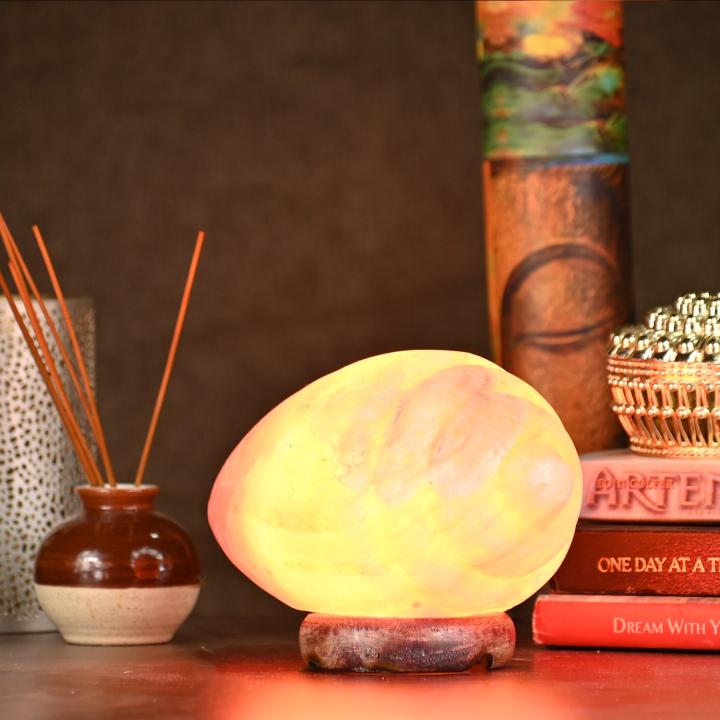 Shankh Shaped Himalayan Rock Salt Crafted Lamp | Purity & Spirituality