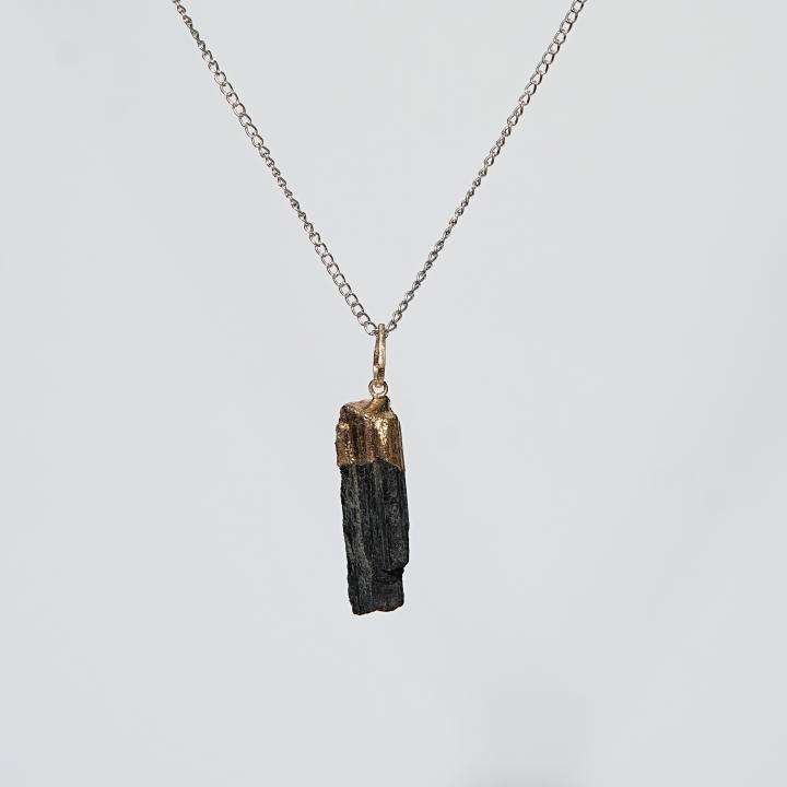 Black Tourmaline Raw Pendant | Raw Protection Stone
