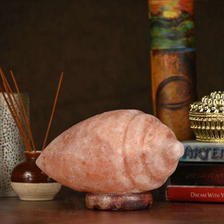 Shankh Shaped Himalayan Rock Salt Crafted Lamp | Purity & Spirituality