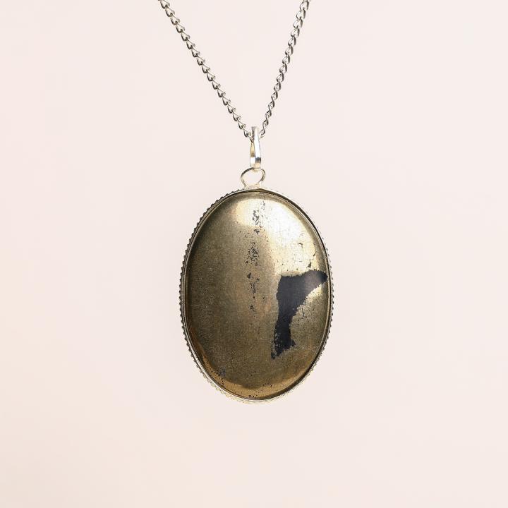 Pyrite Big Oval Pendant | Prosperity Oval