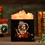 Hare Krishna Himalayan Rock Salt Basket Lamp | Faith & Joy