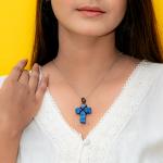 Lapis Lazuli Black Thread Cross Pendant | Wisdom & Faith Cross