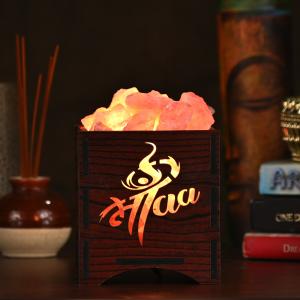 Maa Himalayan Rock Salt Wooden Basket Lamp | Love & Protection