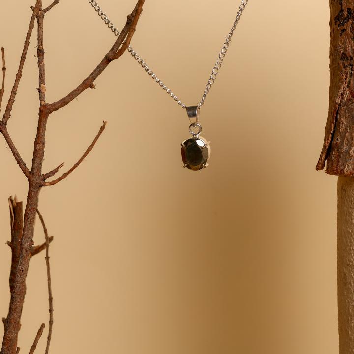 Pyrite Small Oval Pendant | Shield of Prosperity