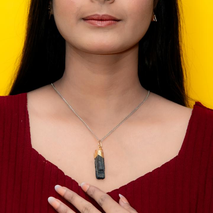 Black Tourmaline Raw Pendant | Raw Protection Stone