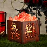 Om Namah Shivay Himalayan Rock Salt Wooden Basket Lamp | Strength & Transformation