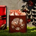 Sun Moon Himalayan Rock Salt Wooden Basket Lamp | Dreams & Serenity